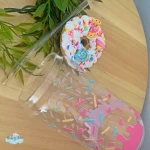 كاسة زجاجية مع غطاء مزين - بيبي دو