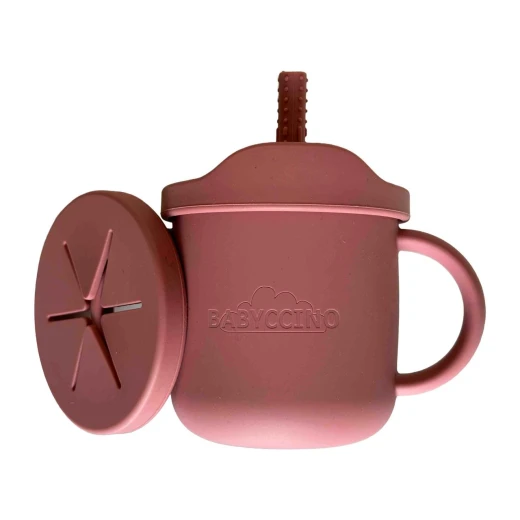 Babyccino Sip & Snack Cup 2 in 1 Silicone Snack Container & Sippy Cup for Toddlers BPA-Free, Dishwasher Safe, Spill-Proof with Easy-Grip Handles Ages 1+