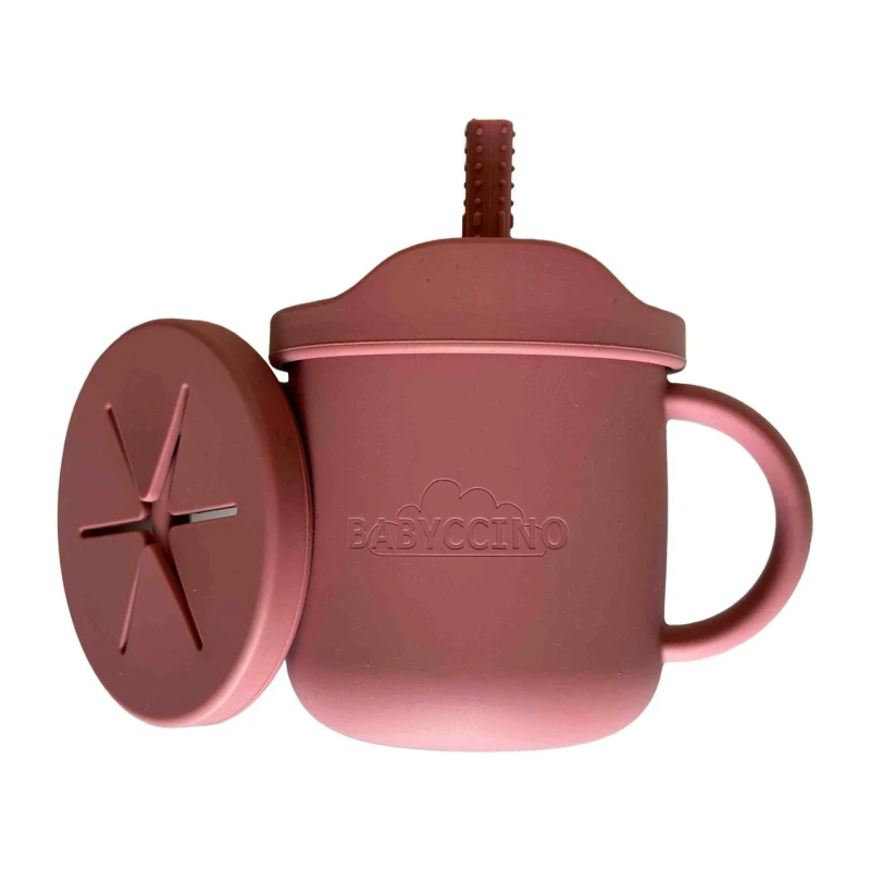 Babyccino Sip & Snack Cup 2 in 1 Silicone Snack Container & Sippy Cup for Toddlers BPA-Free, Dishwasher Safe, Spill-Proof with Easy-Grip Handles Ages 1+ - Babyccino