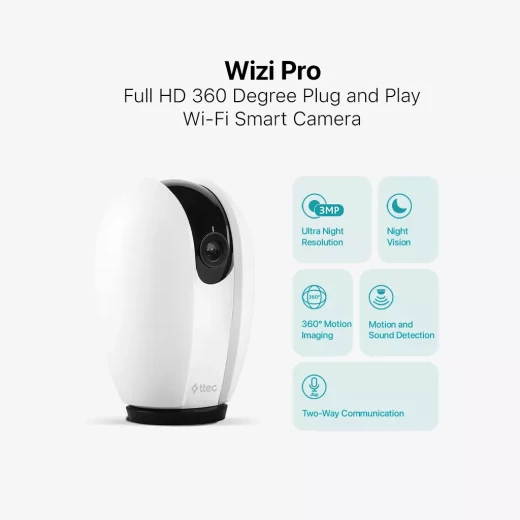 ، كاميرا أمان ذكية بدقة Full HD 360 درجة للتوصيل والتشغيل بتقنية Wi-Fi تي تيك - تي تي اي سي - Image 3