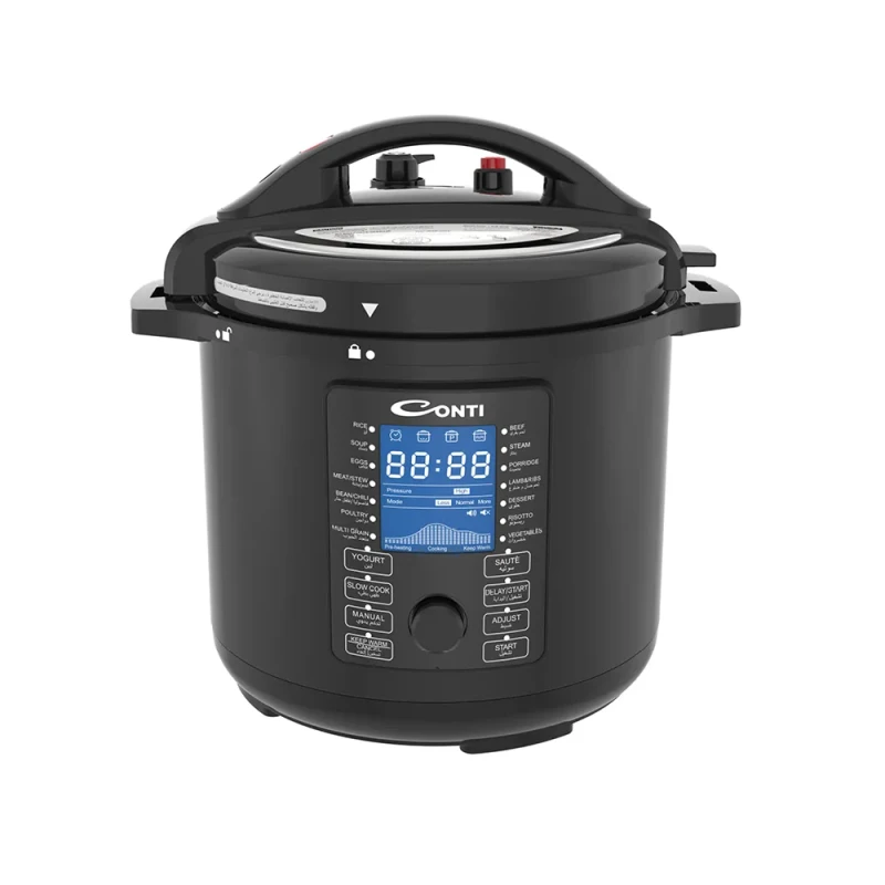 Conti EPC12A010-BK Electric Pressure Cooker – 12L Capacity, 1600W Power, LED Touch Control, 15 Preset Cooking Programs - Conti