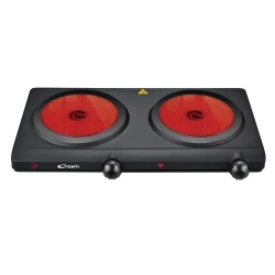 Conti HPC 22401 BK Double Ceramic Hot Plate 2400W with Adjustable Thermostat and Safety Auto Shut-Off