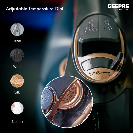 Geepas 2-in-1 Steam Iron GSI7703 – 2400W Ceramic Soleplate, Adjustable Temperature & Self-Cleaning Function - GEEPAS - Image 3