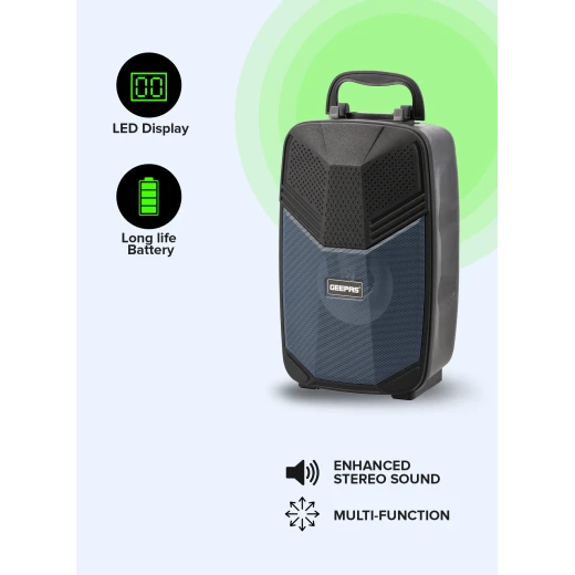 مكبر صوت جيباس المحمول بتقنية البلوتوث GMS11156 - مزود بميكروفون وإضاءة LED ودعم USB/TF/FM/AUX - جيباس - Image 4