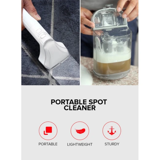 Geepas GSC19051 Portable Spot Cleaner – 400W Dual Tank Design, 1.1L Clean & 0.5L Dirty Water Tanks, 2 Cleaning Heads, Compact & Lightweight, Ideal for Carpets, Rugs & Upholstery, White - GEEPAS - Image 6