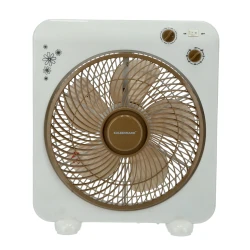 Olsenmark 12" Box Fan, 45W Motor, Silent Operation, 60-Minute Timer, Gold & White, OMF1759