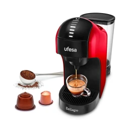 Ufesa Bellagio Rossa Coffee Machine – Multi‑Capsule (Nespresso / Dolce Gusto / Ground Coffee) | 1400W | 15 bar Pressure