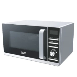 Newton 900W Silver Microwave Oven with 36L Capacity and Digital Control Panel - A Powerful Kitchen Appliance for Efficient Cooking and Heating. Features include multiple power levels, timer settings, and a sleek design, perfect for any modern kitchen. This microwave offers convenience and performance.