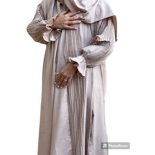 أواعي صلاة قطعه واحده قطن مع شال موصول - بيج - البركة - Image 3