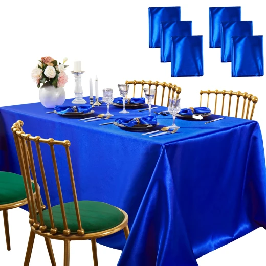 Table Foil Rectangle Cover For Parties, Blue Color - Image 3