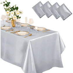 Table Foil Rectangle Cover For Parties, Silver Color