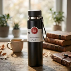 316 Stainless Steel Water Bottle with Tea Filter and Carrying Strap – Multicolored 1000ml