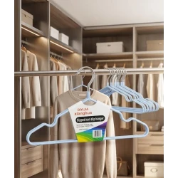 Metal rubber-coated clothes hangers set of 3 pieces designed to prevent slipping and keep clothes in perfect shape, durable, lightweight, and space-saving.