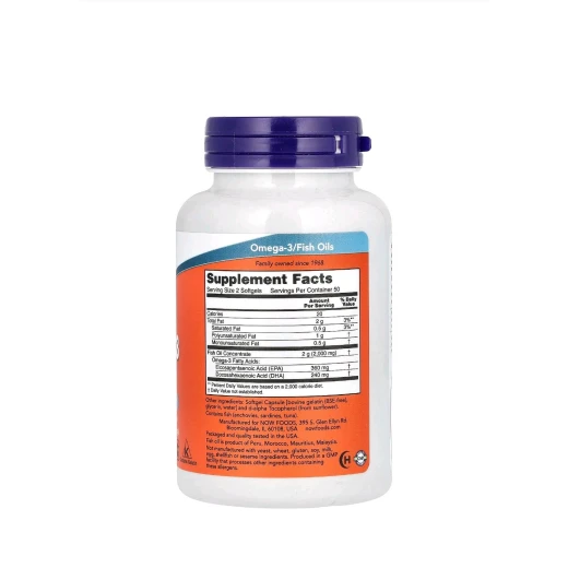 NOW Foods, Omega-3 Fish Oil, 1,000 mg, 180 EPA - 120 DHA, 100 Softgels - Now foods - Image 2