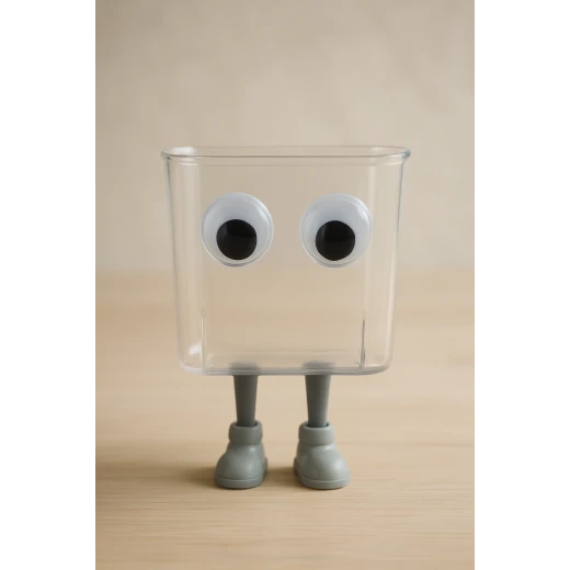 Creative Storage Box  – Transparent Plastic, Adhesive Legs, Fun Character Design for Toys, Stationery, and Craft Supplies - sensoria - Image 4