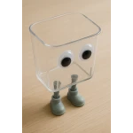 Creative Storage Box  – Transparent Plastic, Adhesive Legs, Fun Character Design for Toys, Stationery, and Craft Supplies - sensoria