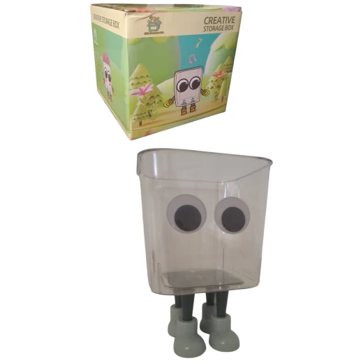 Creative Storage Box  – Transparent Plastic, Adhesive Legs, Fun Character Design for Toys, Stationery, and Craft Supplies - sensoria - Image 2