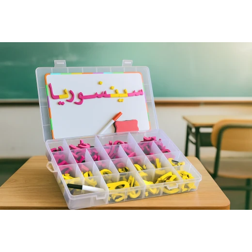 حروف مغناطيسية عربية – 230 قطعة من الفوم الملون الأحمر والأخضر مع علبة تخزين، سبورة مزدوجة الوجه، قلمين ماركر، وممحاة – حروف مغناطيسية عربية – 230 قطعة من الفوم الملون الأحمر والأخضر مع علبة تخزين، سبورة مزدوجة الوجه، قلمين ماركر، وممحاة –