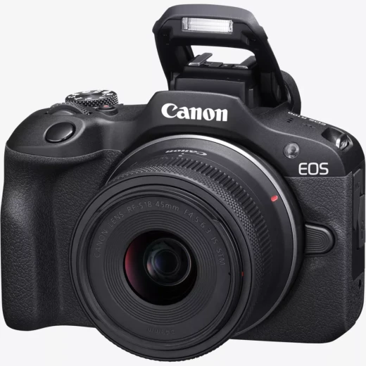 كاميرا Canon EOS R100 مع عدسة RF-S 18-45 مم (6052C013AA)، كاميرا ميرورلس مدمجة تقدم صور وفيديوهات عالية الجودة، استخدام سهل، تركيز سريع، وعدسة زوم متعددة الاستخدام للتصوير اليومي وصناعة المحتوى