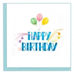 Quilled "Happy Birthday" Greeting Card – Handcrafted Artisan Nouveau Design | Blank Inside with Envelope & Suitable for Framing