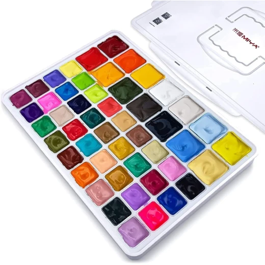 Miya Gouache Paint Set, (36x30ml 14x60ml)/50colors, Jelly Cup