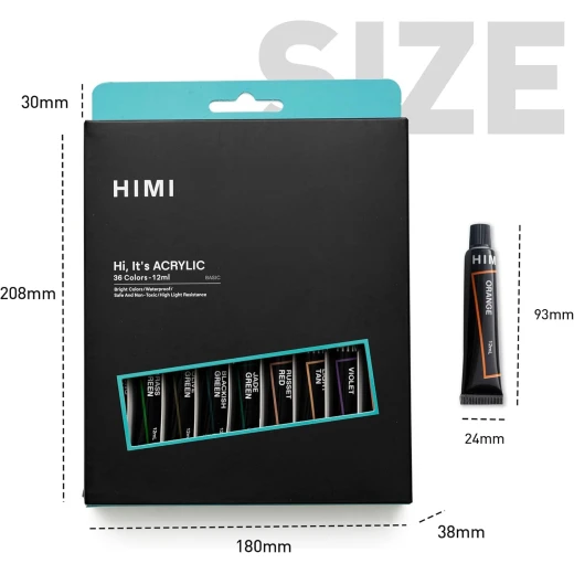 Miya Himi Acrylic Paint Tube Set, 12ml/36colors - Miya - Image 2