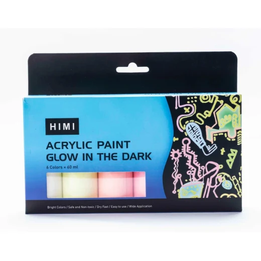 Miya Himi Acrylic Paint Glow In The Dark Bottle Set, 6colors/60ml Miya Himi Acrylic Paint Glow In The Dark Bottle Set, 6colors/60ml