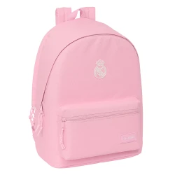 Safta Real Madrid Chica Rosa Double Backpack for 15.6" Laptop + USB – Stylish and durable backpack with padded laptop compartment, USB charging port, spacious double storage, comfortable straps, ideal for school, travel, and daily use.