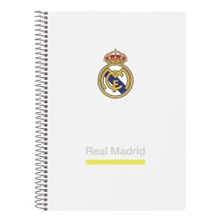 Safta Real Madrid 25/26 Hard Cover Notebook Quarter Size 80 Sheets – Durable hardcover notebook with official Real Madrid design, 80 pages, compact size, ideal for school, notes, and daily use.