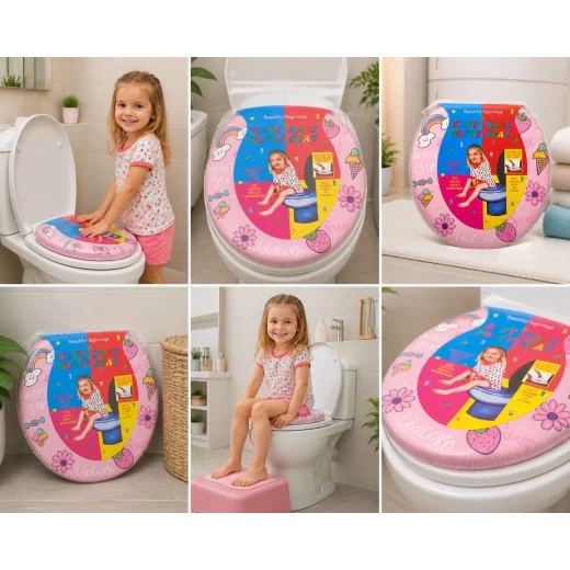 Pink Soft Baby Potty Seat – Soft Padded Toilet - Image 3