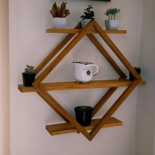 Diamond Hanging Decorative Shelves – Wooden or Black - Decora - Image 3
