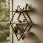 Diamond Hanging Decorative Shelves – Wooden or Black - Decora