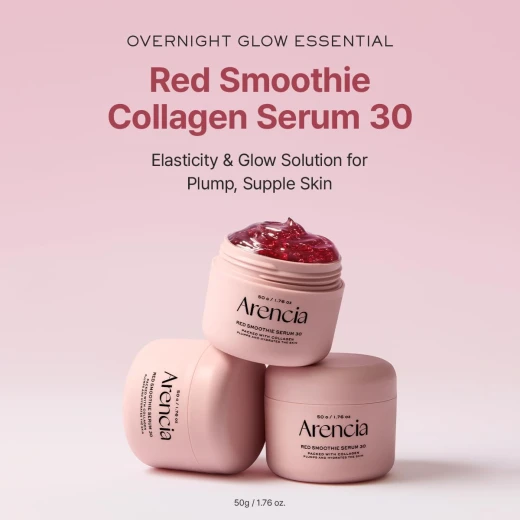 Arencia Overnight Red Smoothie Face Serum, Glowing & Soothing With 30% Red Collagen, Niacinamide, Peptide, Vitamin E - Arencia - Image 4