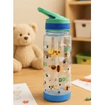 Kids Water Bottle 600ml with Straw & Carry Handle – Cute Dog Design – Leakproof - Cool Gear