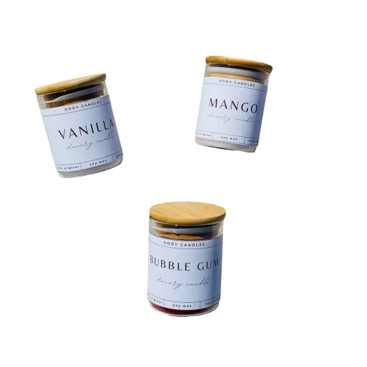 شمع معطر برائحة العلكه مع غطاء البامبو - Image 4