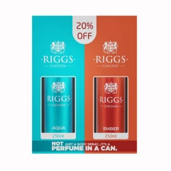 Riggs London Body Spray for Men – 250ml x 2 pcs (Aqua & Ember) 20% off