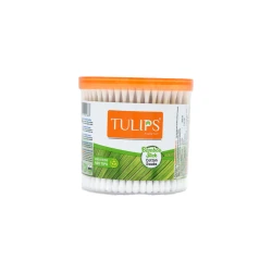 Tulips Bamboo Stick Cotton Buds 200pcs, Soft and Pure Cotton Swabs with Eco-Friendly Biodegradable Bamboo Sticks, Hygienically Produced and Dermatologically Tested