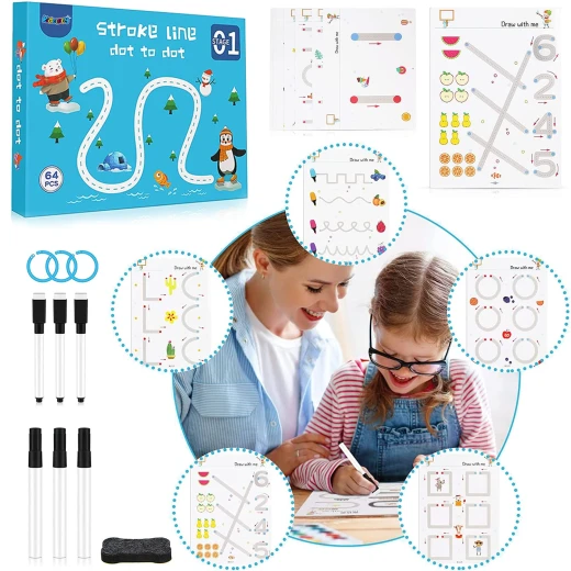 Dot To Dot Line Tracing Game - dot to dot game and line tracing practice for kids, fine motor skills and writing readiness, a thoughtful educational gift lightweight design practical design safe design - My toys - Image 8