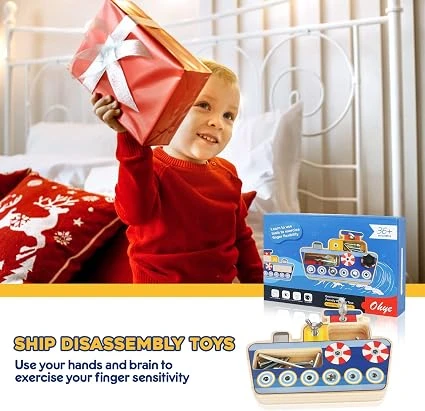 Ship Nut Assembly Tool Toy - nut and bolt ship toy and assembly tool play set for kids, fine motor skills and screwdriver play toy, a thoughtful educational gift lightweight design fun indoor activity - My toys - Image 2