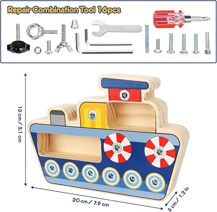 Ship Nut Assembly Tool Toy - nut and bolt ship toy and assembly tool play set for kids, fine motor skills and screwdriver play toy, a thoughtful educational gift lightweight design fun indoor activity - My toys - Image 3
