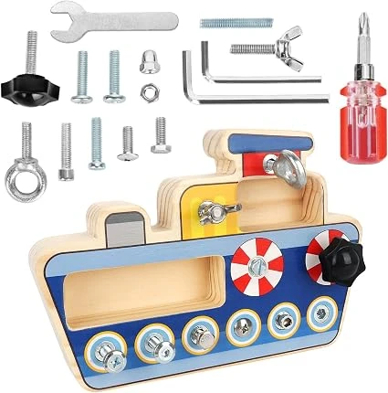 Ship Nut Assembly Tool Toy - nut and bolt ship toy and assembly tool play set for kids, fine motor skills and screwdriver play toy, a thoughtful educational gift lightweight design fun indoor activity - My toys - Image 4