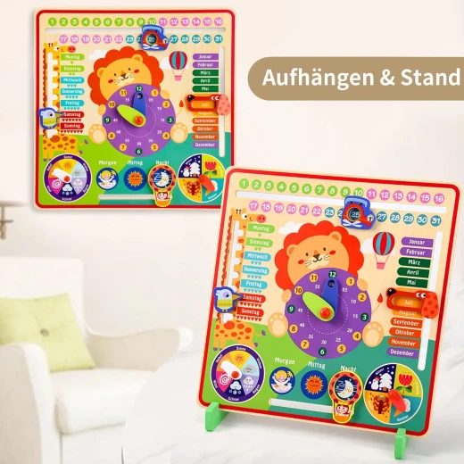 Educational Calendar Clock - calendar clock toy and time learning toy for kids, date learning and early education clock, a thoughtful educational gift practical design fun to play encourages thinking nice - Monstory - Image 4