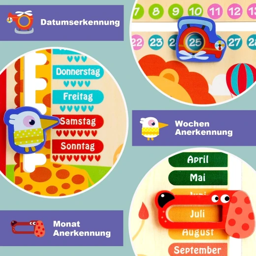 Educational Calendar Clock - calendar clock toy and time learning toy for kids, date learning and early education clock, a thoughtful educational gift practical design fun to play encourages thinking nice - Monstory - Image 5