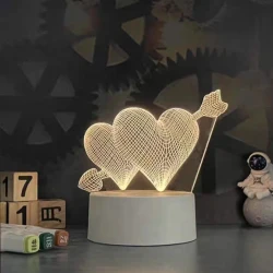 3D Acrylic Lamp Heart Shape Night Light with 3D Decorative Arrow
