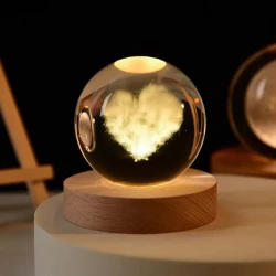 Luminous crystal ball Heart shape inside
