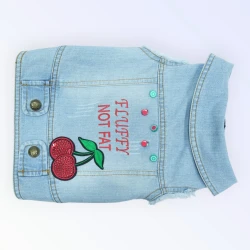 Pet Clothes Dog Jeans Jacket Cool Blue Denim Coat for Small Medium Dogs Vintage Blue Washed Clothes(L)