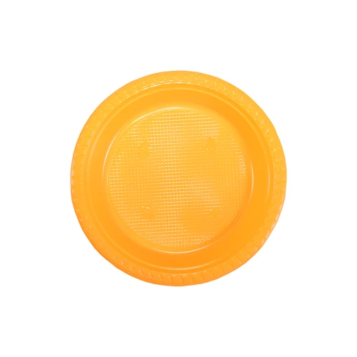 أطباق بلاستيكية دائرية برتقالية مقاس 22 سم - 10 قطع - ار زي - Image 2