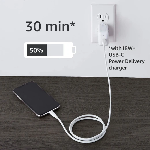 كيبل USB C إلى Lightning (معتمد من MFi) شحن سريع لأجهزة ايفون و ايباد أبيض من امازون - امازون - Image 2