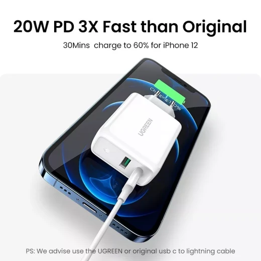 Ugreen Dual 38W Wall Charger PD USB White - Ugreen - Image 6