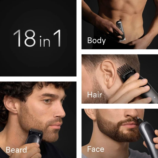 براون مالتي جروم الكل في واحد، سلسلة 7، ماكينة تشذيب 18 في 1، رمادي - براون - Image 3